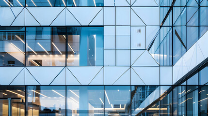 Obraz premium Modern Glass Facade with Geometric Patterns