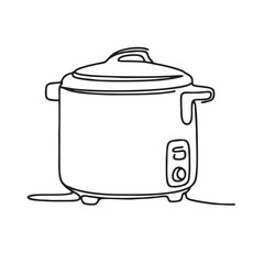 Rice cookerr. Icon. Vector drawing. One line art. A simple drawing of a continuous line of a kitchen electric appliance. 