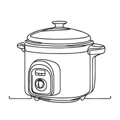 Rice cookerr. Icon. Vector drawing. One line art. A simple drawing of a continuous line of a kitchen electric appliance. 