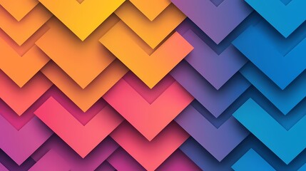 Obraz premium A colorful abstract background with layers of overlapping squares in shades of yellow, orange, pink, purple and blue.