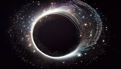 Obraz premium white circle made of star dust on black background