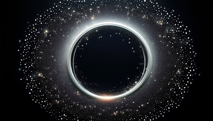 Obraz premium white circle made of star dust on black background