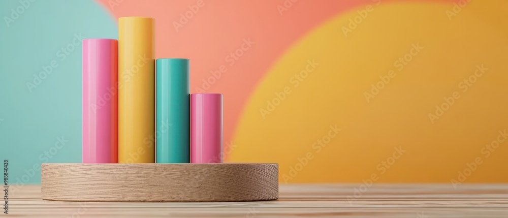 Poster colorful bar graph with soft background design