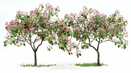 Obraz premium Pink Blooming Tree with Lush Green Foliage