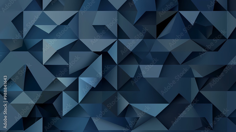 Poster the image is of a dark blue abstract geometric background with many triangles.