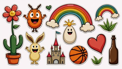 Fototapeta premium A bunch of stickers that are on a white background.