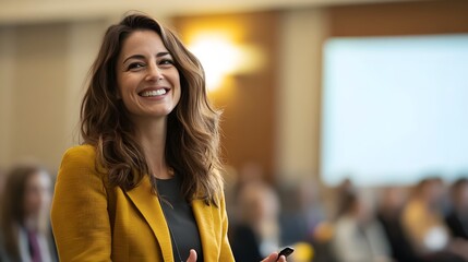 Confident Business Woman Engaging in QA Session