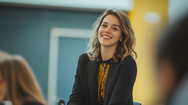 Confident Businesswoman Engaging in a QA Session