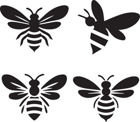 Bee silhouette, Bee icon, Bee vector, 