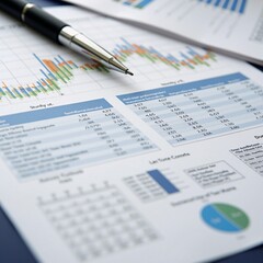 Obraz premium A pen sitting on top of a paper with graphs on it.