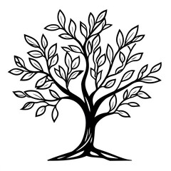 Detailed Black and White Tree Drawing