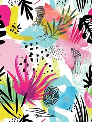 Fototapeta premium Vibrant Abstract Collage Art with Bold Colors and Dynamic Patterns for Modern Creative Projects