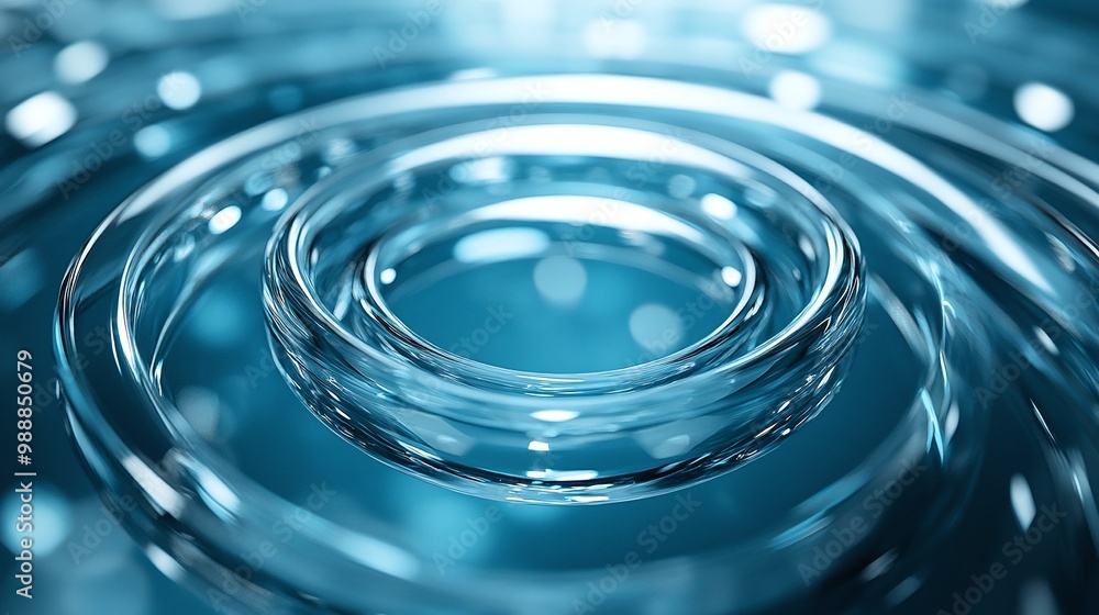 Poster dynamic abstract background featuring 3d glass futuristic circles, emphasizing modern design element