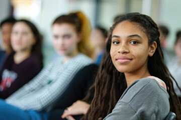 Obraz premium Teenagers In Class. Group Therapy with Young People for Psychological Support
