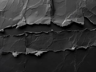 Textured Paper Edge. Abstract Black Background with Torn Cardboard Pieces for Banner Design