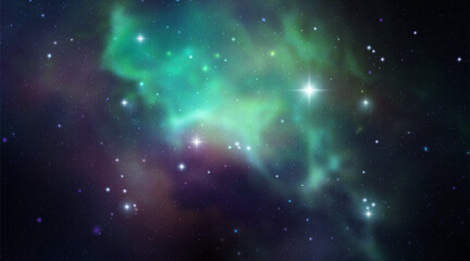 Naklejka premium Space vector background with realistic nebula and shining stars. Magic colorful galaxy with stardust
