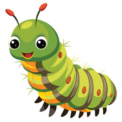 Cartoon caterpillar vector illustration isolated on a white background