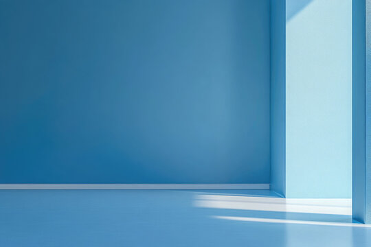 Modern empty blue room. A space full of potential for any creative vision. Mock up. Ready for product montage.