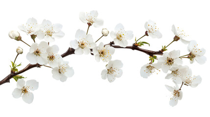 White cherry blossoms blooming on a tree branch in spring