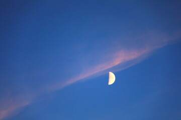 夕方の空に浮かぶ月