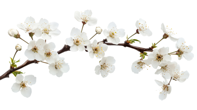 White cherry blossoms blooming on a tree branch in spring