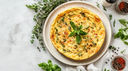 Vibrant and Colorful Frittata Displayed on a Rustic Wooden Table - Perfect for Breakfast or Brunch Menus