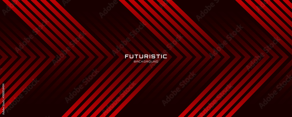 Poster 3D red lines techno abstract background overlap layer on dark space with arrows shapes effect decoration. Modern graphic design element stripes style concept for web banner, card, or brochure cover