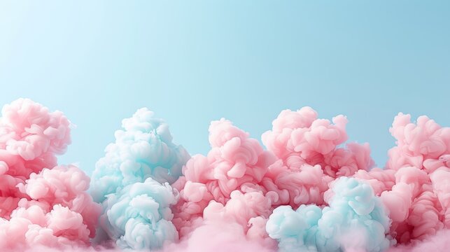 Frame Border Background of Cloud Computing Concept with Colorful Cloud Shapes on a Blue Sky