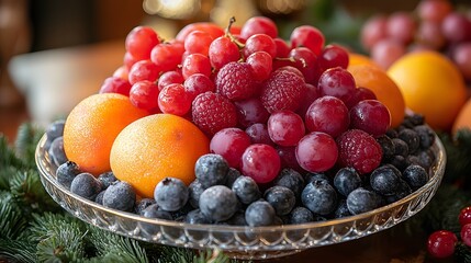 Fototapeta premium A colorful holiday fruit arrangement on a table