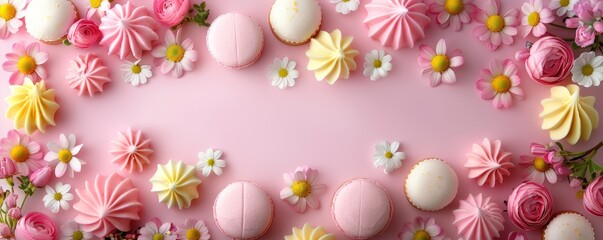 Sweetest Day Poster Frame Border with Pastel Background and Floral Decorations for Celebrations and Greetings