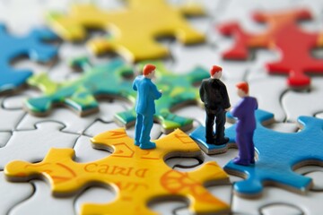 business team work building a puzzle