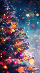 Christmas tree under sparkling lights