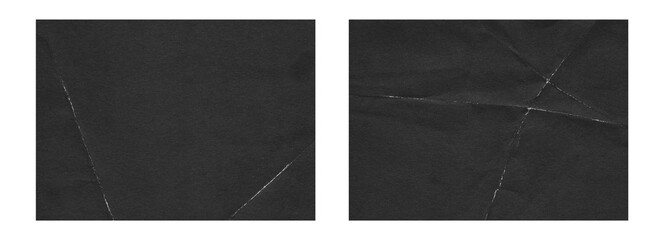 Set of Folded paper horizontal textures, old retro 90s black grunge texture for photo effect