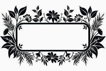 Flower border frame vector silhouette
