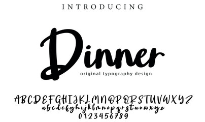 Dinner Font Stylish brush painted an uppercase vector letters, alphabet, typeface