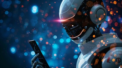 businessman using smartphone and data searching by method chatting with intelligent artificial intelligence. ChatBOT Chat with AI or Artificial Intelligence technology. Futuristic technology auto chat