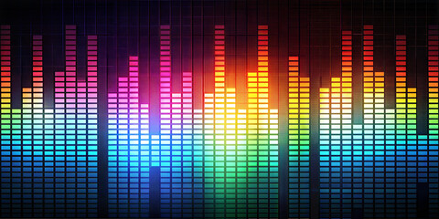 Music equalizer on black background. Rainbow sound equalizer wallpaper