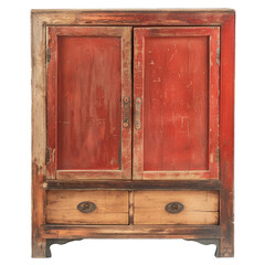 Vintage Chinese cabinet isolated on transparent background