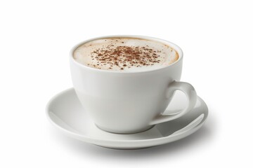 cappuccino coffee in a white cup on a white background + Clipping Path