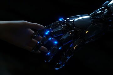 Human Hand and Robotic Hand Reaching for Each Other in Darkness
