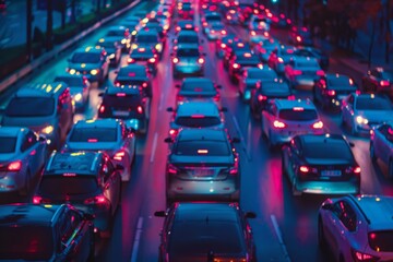 Obraz premium Cars on road highway in traffic jam