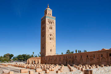 View of the mosque in  Marrakech city, Morocco