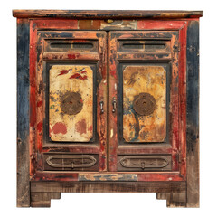 Vintage Chinese cabinet isolated on transparent background