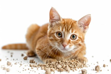 cat litter isolated white background