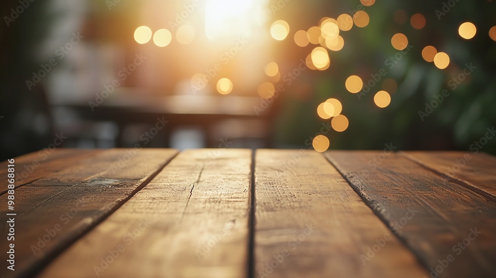 Aufkleber empty wooden table top with a blurred bokeh background perfect for product presentation showcasing a