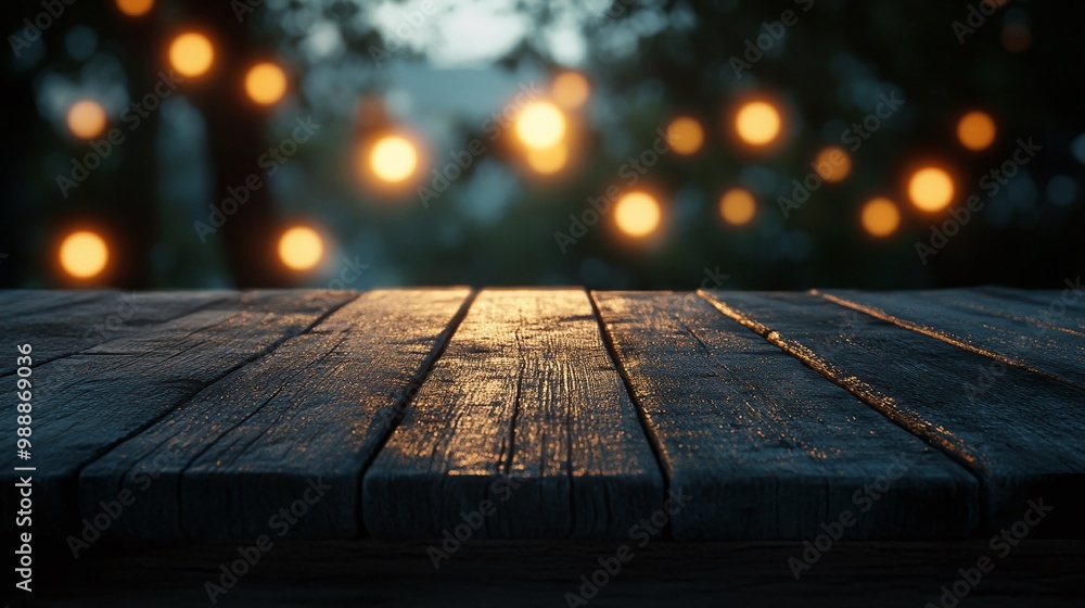 Aufkleber empty wooden table top with a blurred bokeh background perfect for product presentation showcasing a