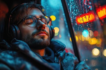 Obraz premium Bus Driver Falls Asleep at Wheel, Endangering Passengers in Shocking Incident