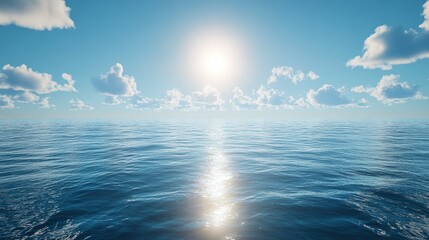 Obraz premium scenic sea with sunlight shimmering on the water surface capturing the peaceful and calm reflections of the ocean in a beautiful coastal landscape