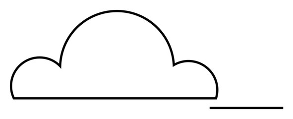 Simple black and white line art featuring a cloud shape with a horizontal line beneath it. Ideal for weather apps, children s books, minimalist design, educational materials, and logo design. Minimali