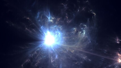 energievoll hell strahlender Stern im Universum, Weltall, Galaxie, funkeln, Sonne, Glühen,...